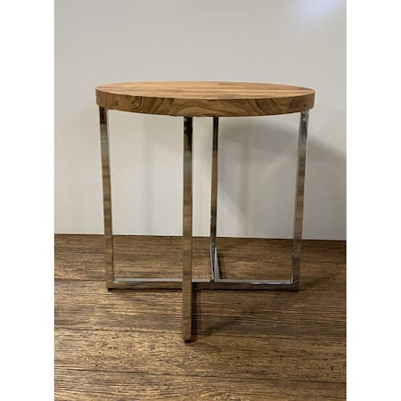 Gfancy Fixtures 21.5 x 21 x 21 in. Modern Rustic Stainless Steel Side or End Table GF3093174